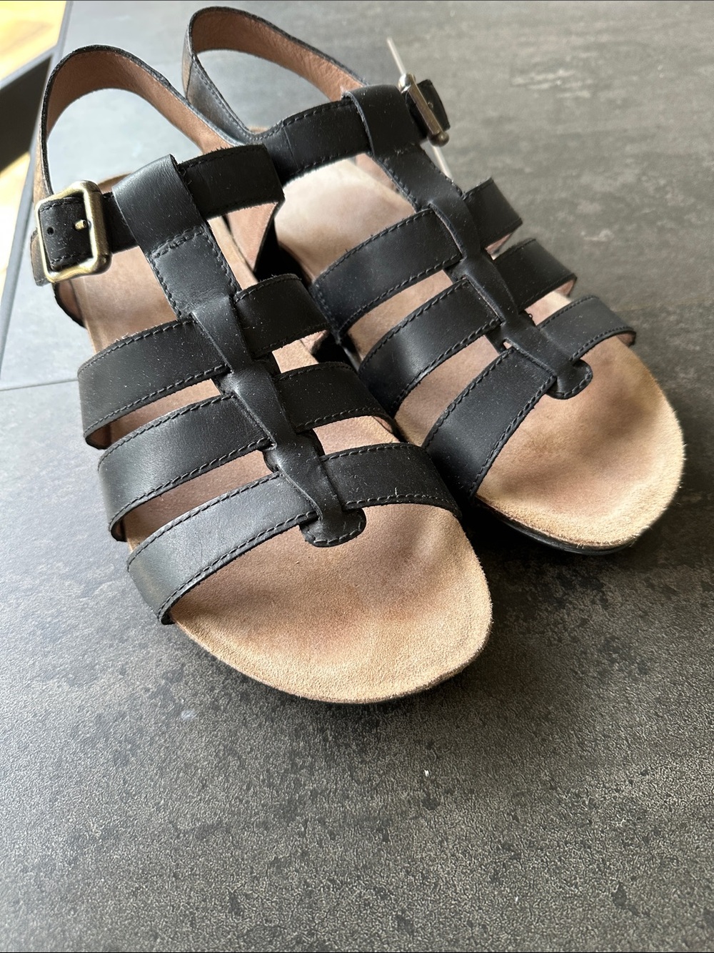 Dansko Black Strappy Leather Slingback Sandals